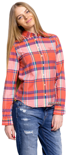 GANT Women's Rich Coral Madras Checked Shirt 432199