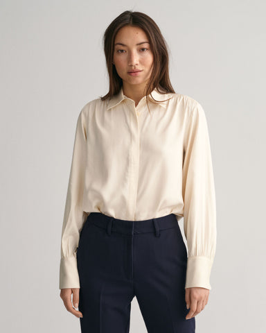 GANT Women's Eggshell Silk Button Up Blouse 4352042 Size 6