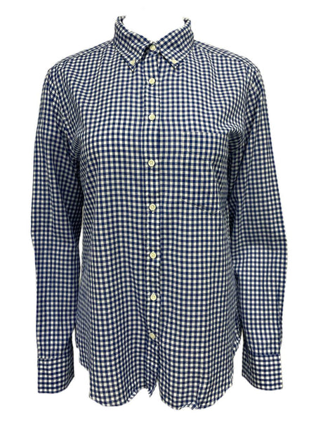 GANT RUGGER Luminary Blue Her Madras Gingham Shirt 450888 Size Large