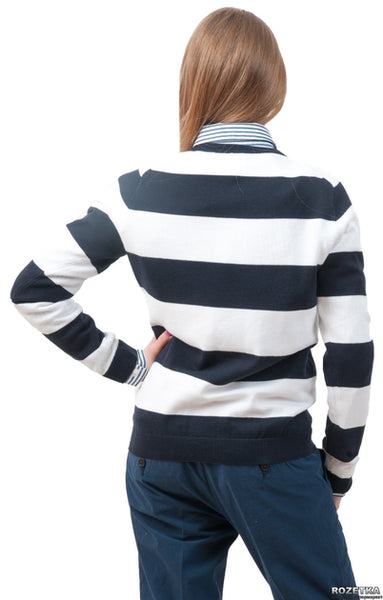 GANT Women's Navy Lightweight Cotton Striped Crew Sweater 483028 Size XXL