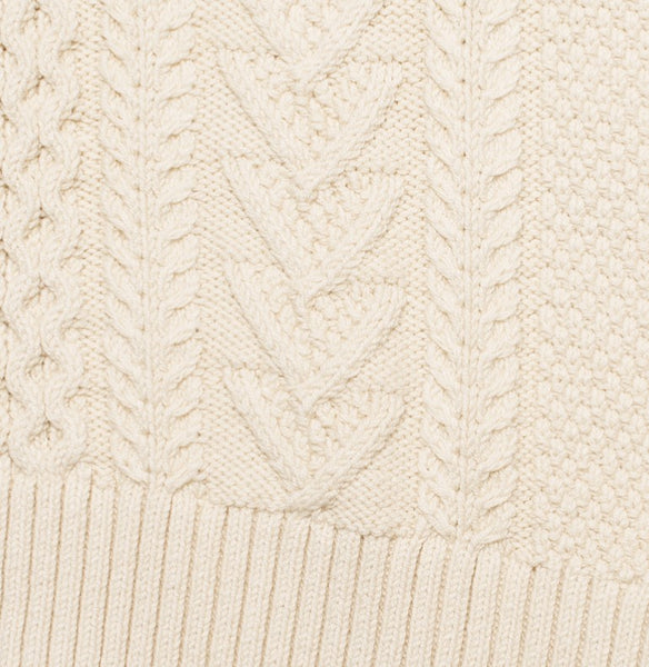 GANT RUGGER Women's Pearl White The Cable Sweater 488810 Size X-Large