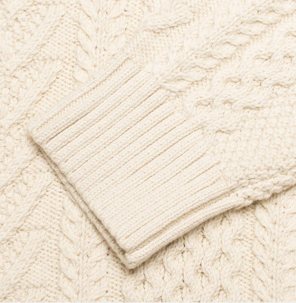 GANT RUGGER Women's Pearl White The Cable Sweater 488810 Size X-Large