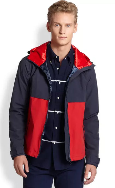 GANT RUGGER Men's Navy and Red Nylon Hoodie 75715 Size Medium