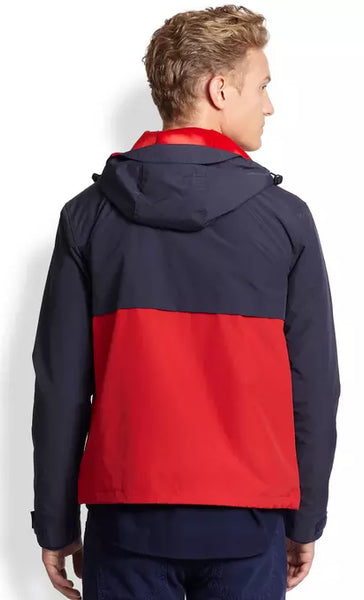 GANT RUGGER Men's Navy and Red Nylon Hoodie 75715 Size Medium