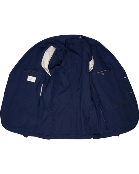 GANT DIAMOND G Persian Blue Luxe Linen Seersucker Blazer 77063 NWT