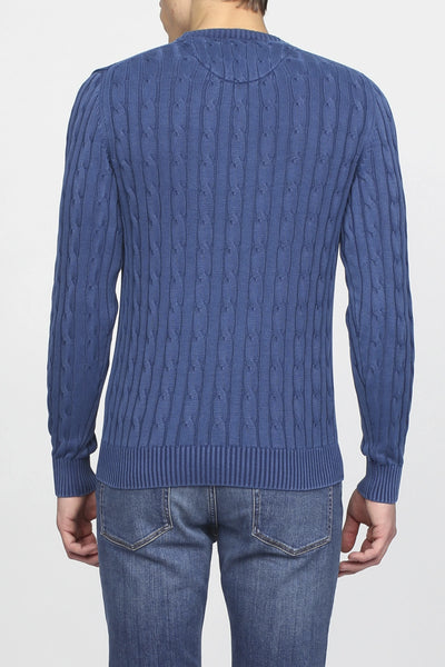 GANT Men's Persian Blue Sunbleached Cable Crew Sweater 8020019 Size Medium