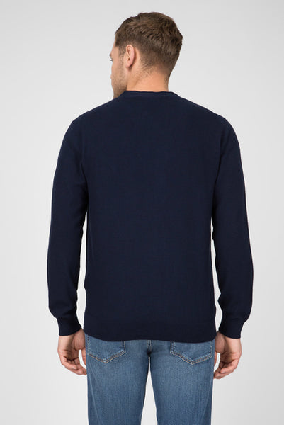 GANT Men's Marine Cotton Silk Blend Inslay Stitch  Cardigan 8050000 Size Medium