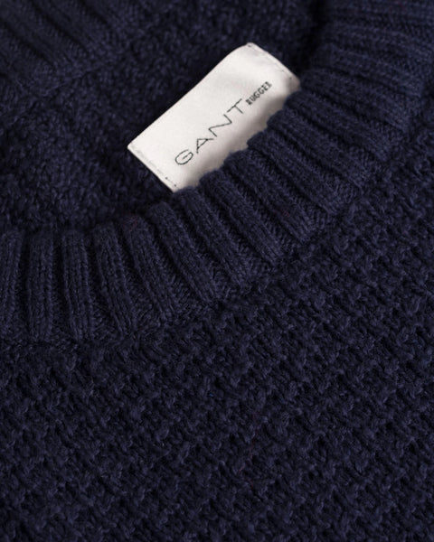 GANT Marine Men's The Texture Sweater 84194 Size M $155 NWT