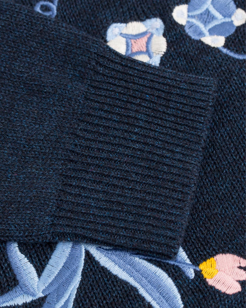GANT Men's Blue Ocean Embroidered Knit Crew 84228 Size M $165 NWT