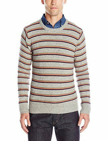 Gant Rugger Men's Corded Crue Sweater (85615), Medium, Light Grey Melange