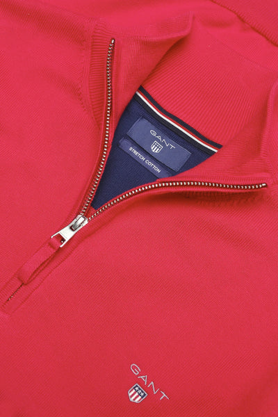 GANT Men's Bright Red Stretch Cotton Half Zip Sweater 88203 Size Medium