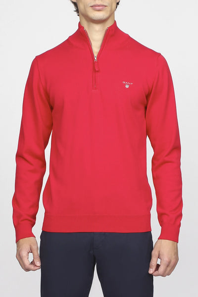 GANT Men's Bright Red Stretch Cotton Half Zip Sweater 88203 Size Medium