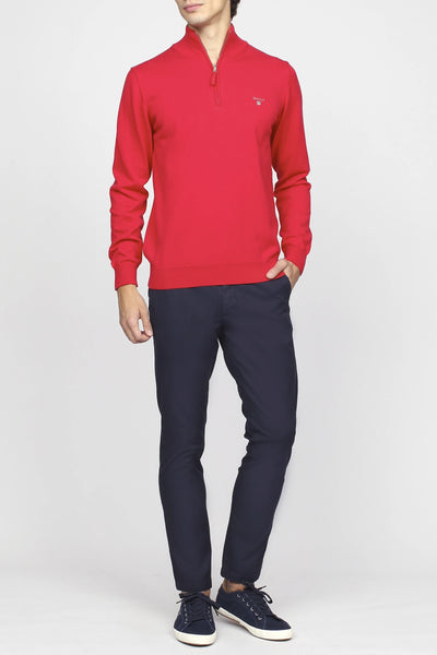 GANT Men's Bright Red Stretch Cotton Half Zip Sweater 88203 Size Medium