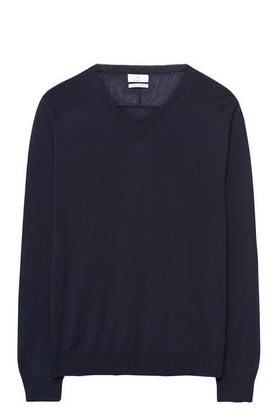 GANT Men's Classic Blue Extra Fine Merino Vee 89978 Size M $155 NWT