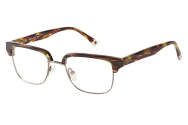 GANT RUGGER Men's GR Knox Eyeglass Frames 50-19-145 -Amber Horn NEW