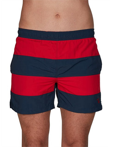 GANT Men's Bright Red Rugby Stripe Swim Shorts 921916004 Size Medium NWT