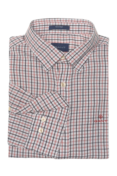 GANT Red Slim Fit Tech Prep Twill Check Button Down Shirt 3019230 Size M NWT