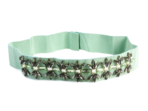 Max Mara Women's Gas Beaded Cotton Blend Belt Small Water