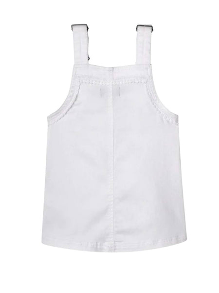 DL1961 Girl's Boardwork Penelope Lace-Trim Denim Overall Dress NWT