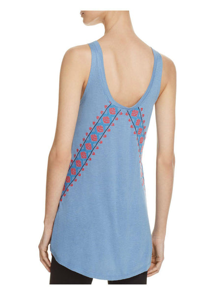 REBECCA MINKOFF Women's Denim Blue Embroidered Gia Tank $88 NWT