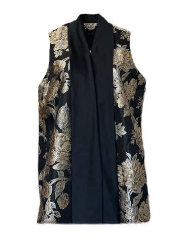 Marina Rinaldi Women's Nero Giglio Sleeveless Floral Vest NWT