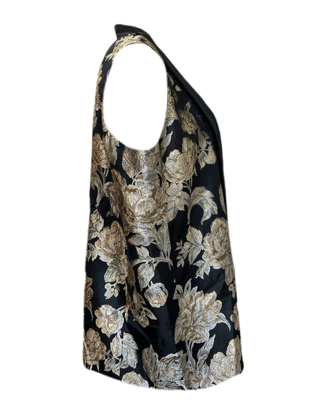 Marina Rinaldi Women's Nero Giglio Sleeveless Floral Vest NWT