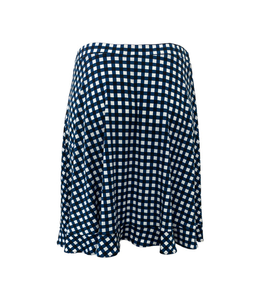 Leota Women's Gingham Marine Gima A-Line Strethy Skirt #2671 NWT