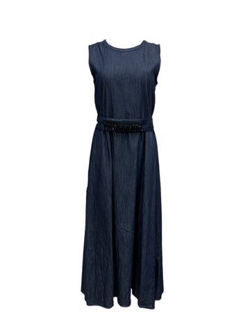 Max Mara Women's Blue Gin Cotton Sleeveless Dress NWT