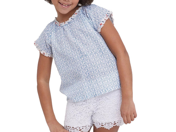 ROBERTA ROLLER RABBIT Girls Blue/Rose Aleph Aoi Top 2 Years $35 NEW