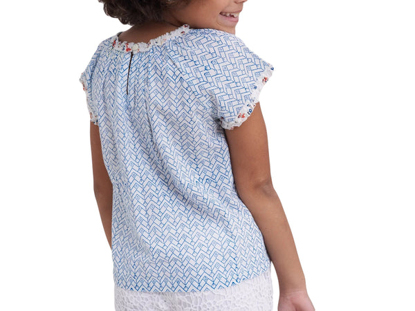 ROBERTA ROLLER RABBIT Girls Blue/Rose Aleph Aoi Top 2 Years $35 NEW