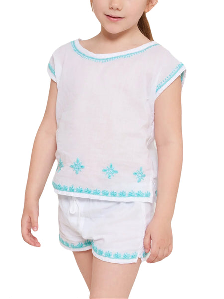 Roberta Roller Rabbit Little Girls Ellie Set 2 Years White & Aqua