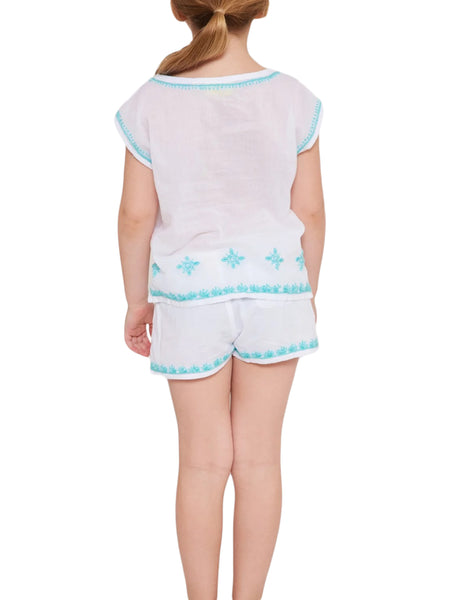 Roberta Roller Rabbit Little Girls Ellie Set 2 Years White & Aqua