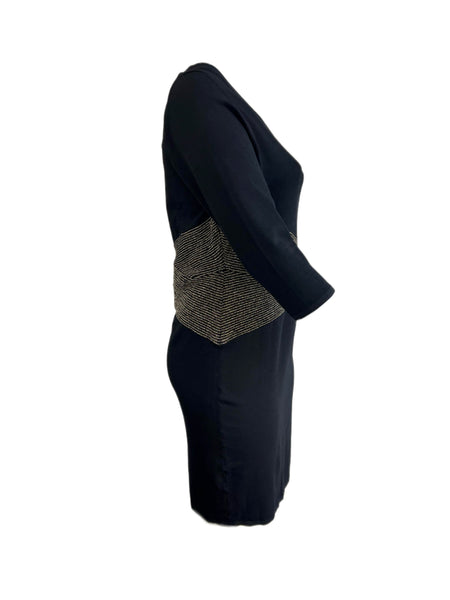 Marina Rinaldi Women's Nero Gnanes Knitted Glitter Waist Dress NWT