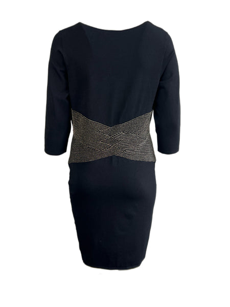 Marina Rinaldi Women's Nero Gnanes Knitted Glitter Waist Dress NWT