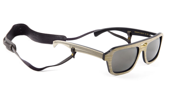 Gold & Wood Men's Ashbury Sunglasses with Leather Straps 55mm $830 NEW