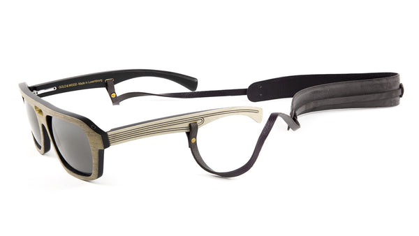 Gold & Wood Men's Ashbury Sunglasses with Leather Straps 55mm $830 NEW