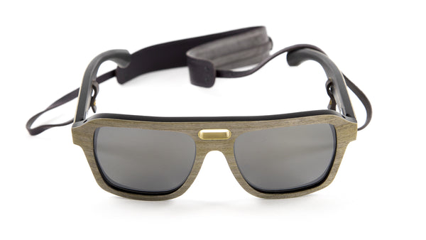 Gold & Wood Men's Ashbury Sunglasses with Leather Straps 55mm $830 NEW