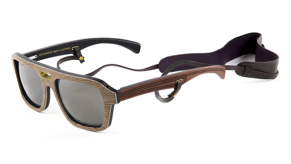 Gold & Wood Men's Ashbury Sunglasses with Leather Straps 55mm $830 NEW