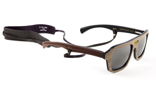 Gold & Wood Men's Ashbury Sunglasses with Leather Straps 55mm $830 NEW