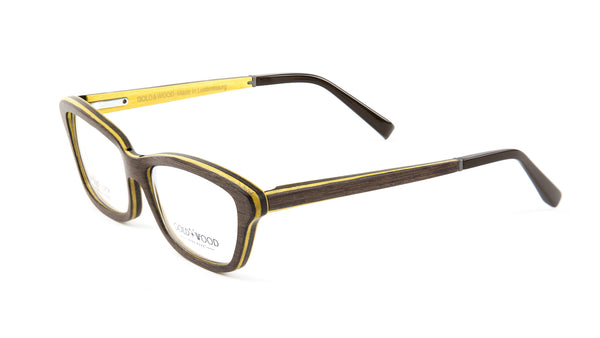 Gold & Wood Ecla Semi-Cateye Eyeglass Frames 53mm $789 NEW