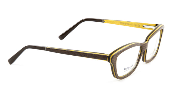 Gold & Wood Ecla Semi-Cateye Eyeglass Frames 53mm $789 NEW