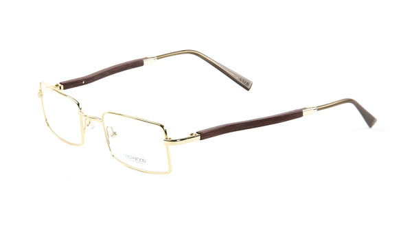 Gold & Wood Monturesd Rectangular Eyeglass Frames 47mm $789 NEW
