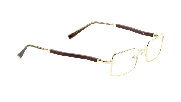 Gold & Wood Monturesd Rectangular Eyeglass Frames 47mm $789 NEW
