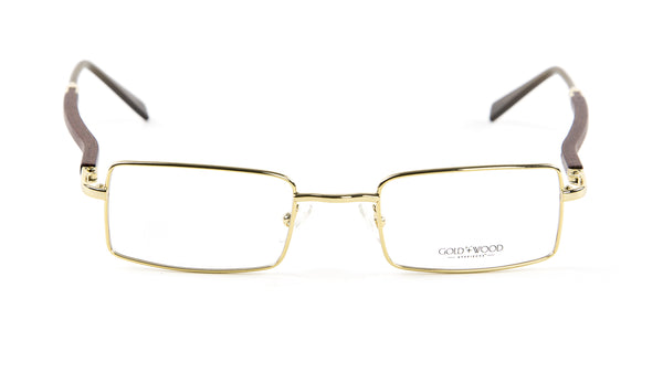 Gold & Wood Monturesd Rectangular Eyeglass Frames 47mm $789 NEW