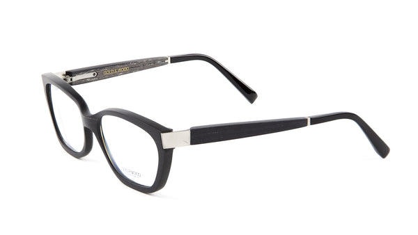 Gold & Wood Black B29 Cateye Eyeglass Frames 54mm $789 NEW