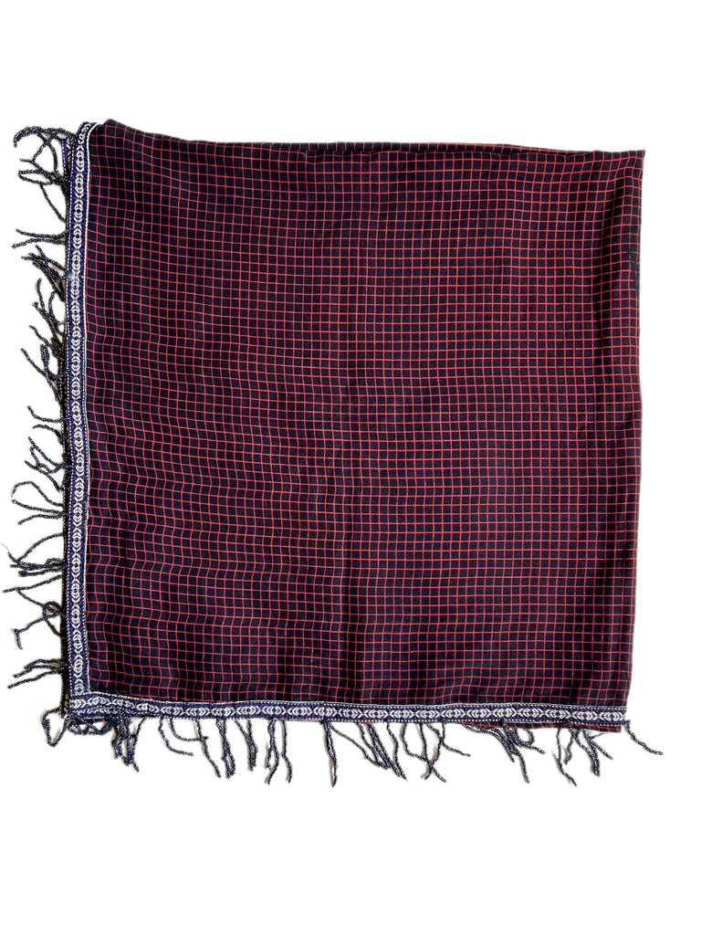 Max Mara Women's Roso Gorizia 39"x36" Plaid Scarf One Size NWT