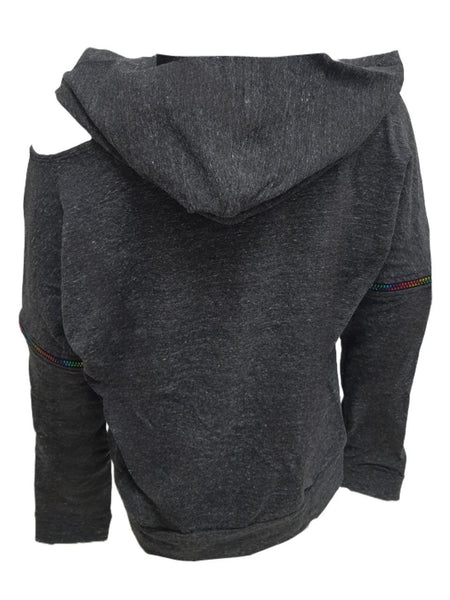 TEREZ Girl's Grey Rainbow Zipper Hoodie #509017785 NWT