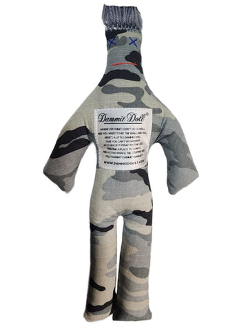 DAMMIT! DOLLS Grey Hair Stress Relief Squishy Classic Camo Doll Gag Gift 12" NWT