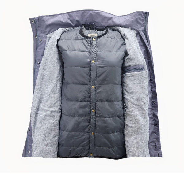 HoodLamb Women's Grey Slim Long Hemp Vest Insert Coat 420 NWT