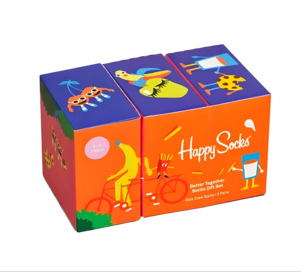 HAPPY SOCKS Kids' Better Together Cotton 3 Pairs Socks Gift Set Size 2-3Y NWB